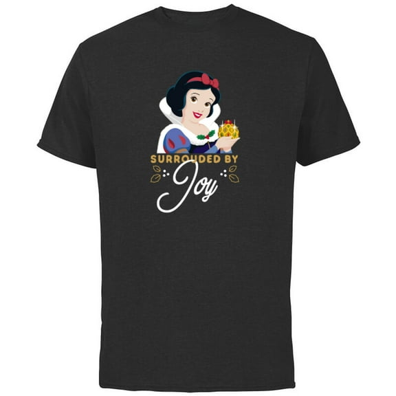 Disney Princess Snow White Surrounded by Joy Holiday Standard - Short Sleeve Cotton T-Shirt for Adults - Customized-Black