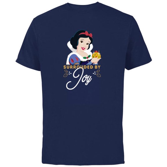 Disney Princess Snow White Surrounded by Joy Holiday Standard - Short Sleeve Cotton T-Shirt for Adults - Customized-Navy