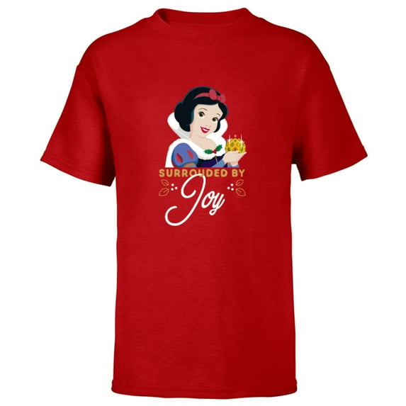 Disney Princess Snow White Surrounded by Joy Holiday Standard - Short Sleeve T-Shirt for Kids – Customized-Red
