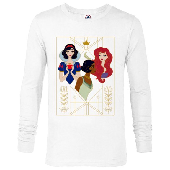 Disney Princess Snow White Tiana and Ariel Art Deco Style - Long Sleeve T-Shirt for Men - Customized-White