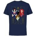 thumbnail image 1 of Disney Princess Snow White Tiana and Ariel Art Deco Style - Short Sleeve Cotton T-Shirt for Adults - Customized-Navy, 1 of 5