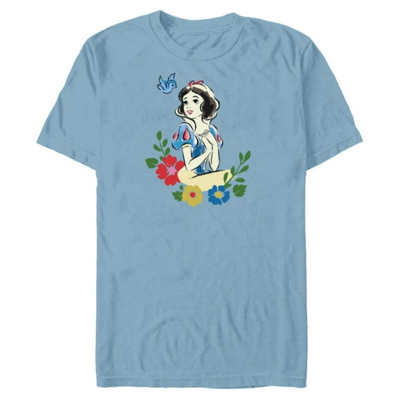 Disney Princess Snow White Watercolor I'm Wishing - Short Sleeve Blended T-Shirt for Adults - Customized-Ocean Blue