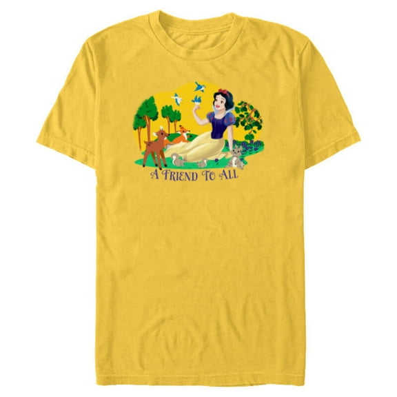 Disney Princess Snow White and Animals A Friend to All - Short Sleeve Blended T-Shirt for Adults - Customized-Yellow