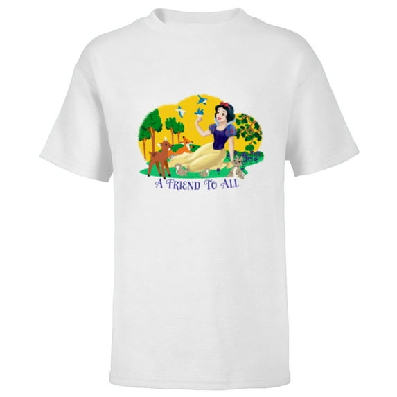 Disney Princess Snow White and Animals A Friend to All - Short Sleeve T-Shirt for Kids - Customized-White