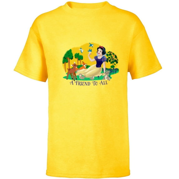 Disney Princess Snow White and Animals A Friend to All - Short Sleeve T-Shirt for Kids - Customized-Yellow