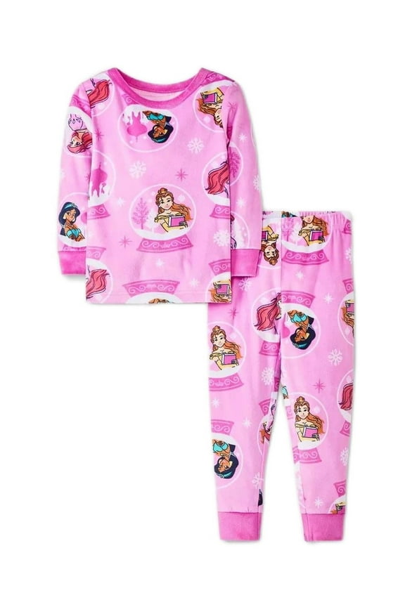 Princess Snowglobes and Snowflakes Soft Pink Character Pajama Set, Size 4