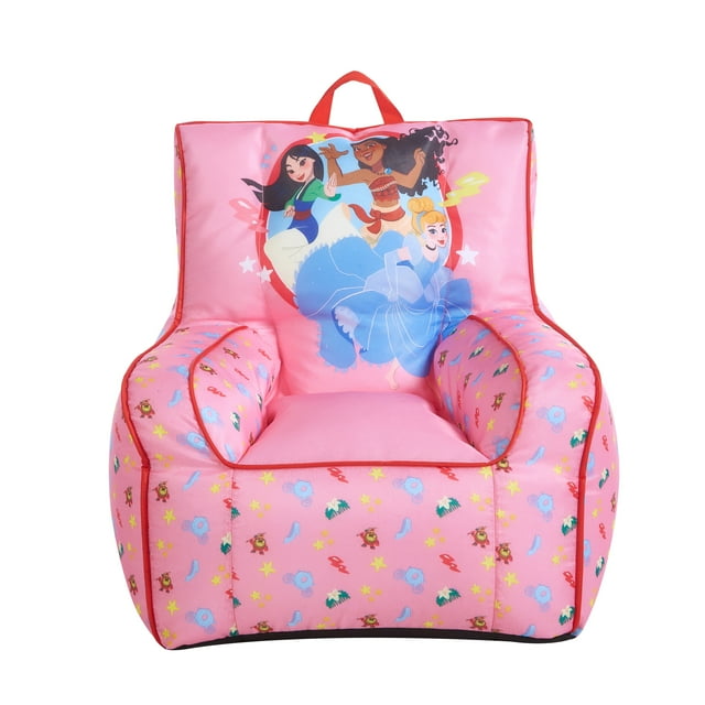 Disney Princess Soft Square Back Bean Bag Chair, Pink Polyester
