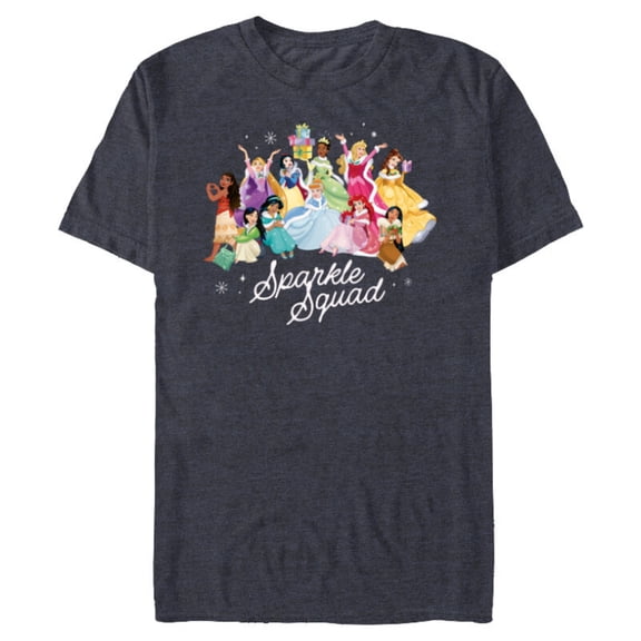 Disney Princess Sparkle Squad Christmas Gifts Winter Holiday - Short Sleeve Blended T-Shirt for Adults - Customized-Navy Heather