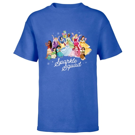 Disney Princess Sparkle Squad Christmas Gifts Winter Holiday - Short Sleeve T-Shirt for Kids - Customized-Royal