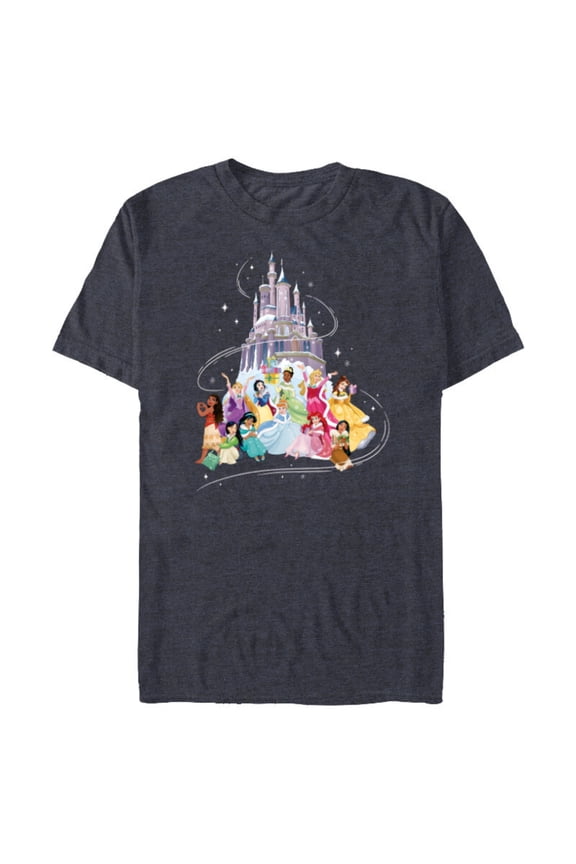 Princess Sparkle Squad Christmas Holiday Castle - Short Sleeve Blended T-Shirt for Adults - Customized-Navy Heather