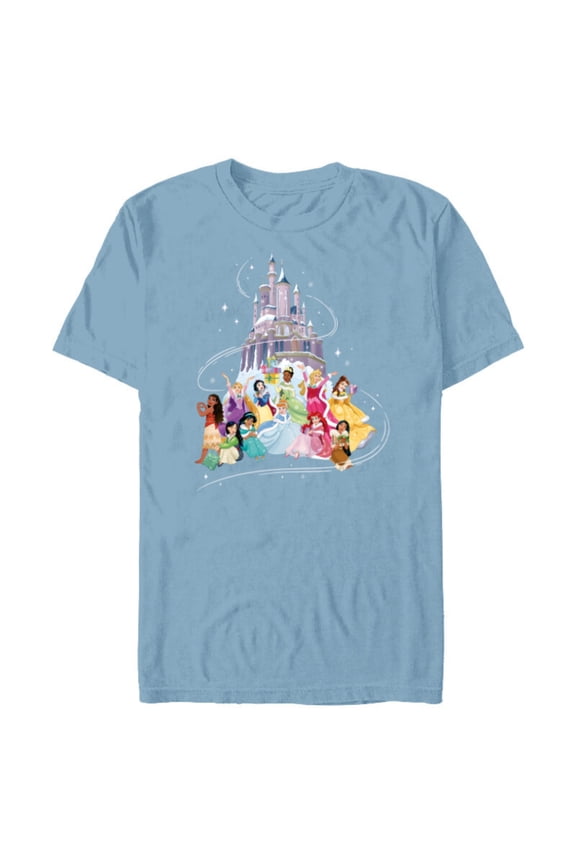 Princess Sparkle Squad Christmas Holiday Castle - Short Sleeve Blended T-Shirt for Adults - Customized-Ocean Blue