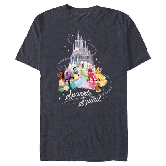 Disney Princess Sparkle Squad Winter Holiday Castle - Short Sleeve Blended T-Shirt for Adults - Customized-Navy Heather