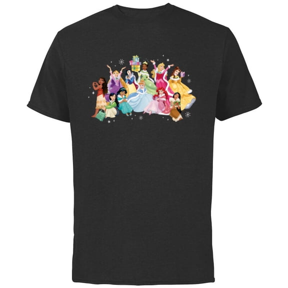 Disney Princess Sparkle Squad Winter Holiday Christmas Gifts - Short Sleeve Cotton T-Shirt for Adults - Customized-Black