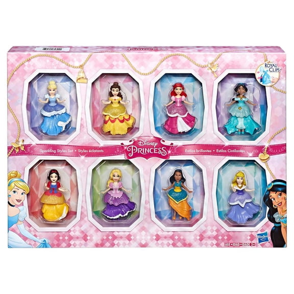Disney Princess Sparkling Styles Set Hasbro 8 Dolls