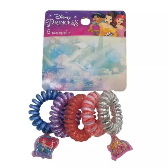 Disney Princess Spirals Hair Rings 5 Pcs Multicolor Plastic Stretch