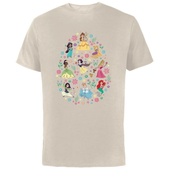 Disney Princess Spring Flower Filled Easter Egg - Short Sleeve Cotton T-Shirt for Adults - Customized-Natural