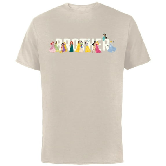 Disney Princess Squad Brother Family Trip Vacation Reunion - Short Sleeve Cotton T-Shirt for Adults - Customized-Natural