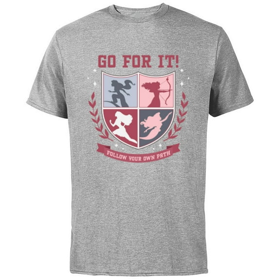 Disney Princess Squad Crest Go for It Follow Your Own Path - Short Sleeve Cotton T-Shirt for Adults - Customized-Athletic Heather