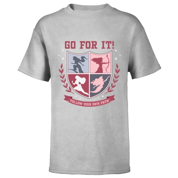 Disney Princess Squad Crest Go for It Follow Your Own Path - Short Sleeve T-Shirt for Kids - Customized-Athletic Heather