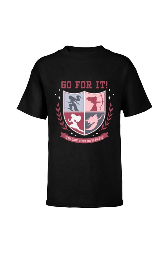 Princess Squad Crest Go for It Follow Your Own Path - Short Sleeve T-Shirt for Kids - Customized-Black