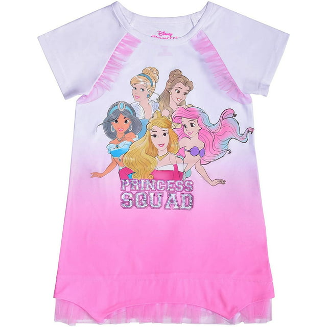 Disney Princess Squad Dress for Girls, Short Sleeve Dress for Toddlers