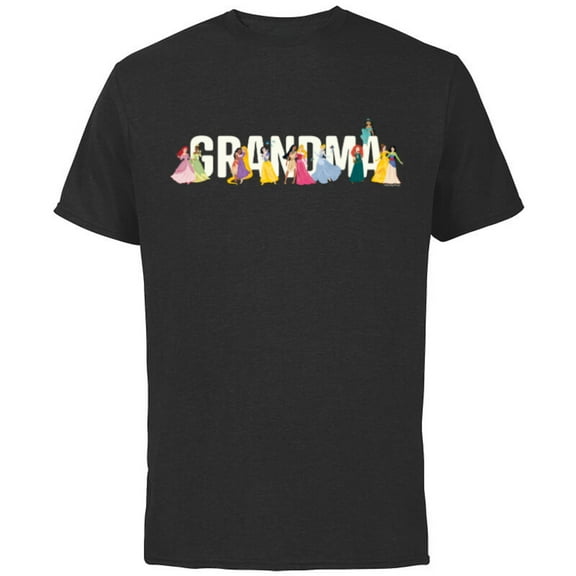 Disney Princess Squad Grandma Family Trip Vacation Reunion - Short Sleeve Cotton T-Shirt for Adults - Customized-Black