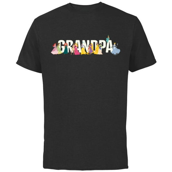 Disney Princess Squad Grandpa Family Trip Vacation Reunion - Short Sleeve Cotton T-Shirt for Adults - Customized-Black