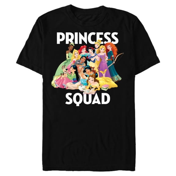 Disney Princess Squad Group T-Shirt- Short Sleeve Blended T-Shirt for Adults - Customized-Black
