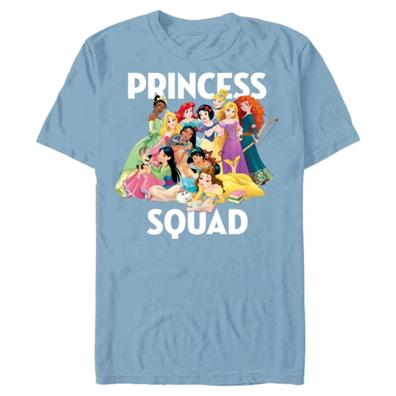 Disney Princess Squad Group T-Shirt- Short Sleeve Blended T-Shirt for Adults - Customized-Ocean Blue