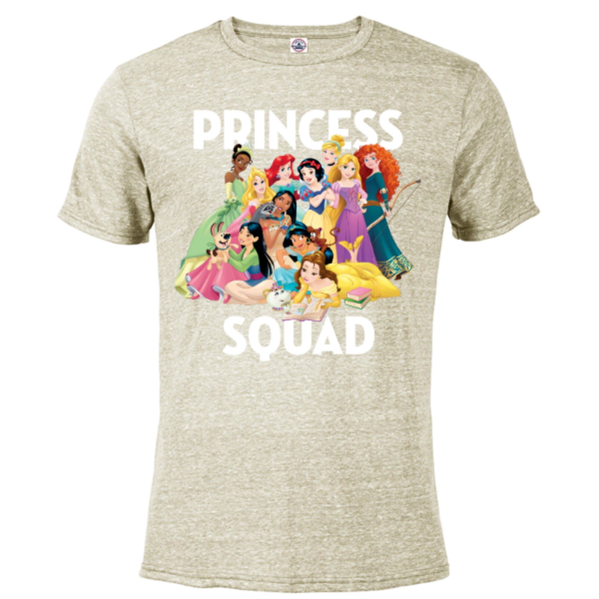 Disney Princess Squad Group T-Shirt- Short Sleeve Blended T-Shirt for  Adults - Customized-Putty Snow Heather