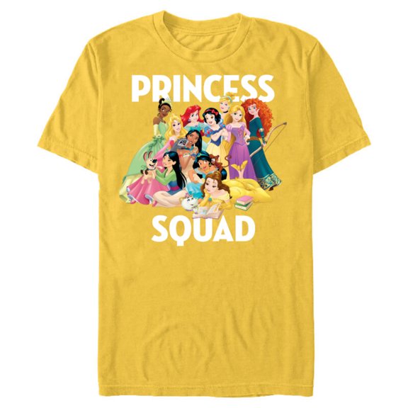 Disney Princess Squad Group T-Shirt- Short Sleeve Blended T-Shirt for Adults - Customized-Yellow