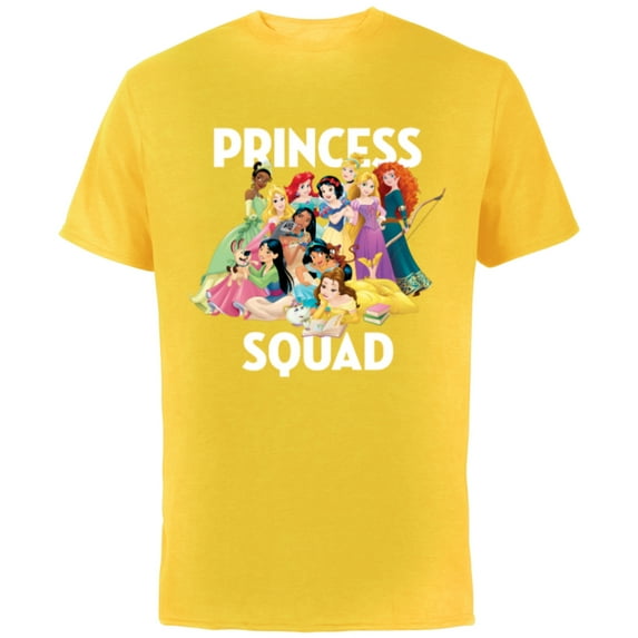 Disney Princess Squad Group T-Shirt - Short Sleeve Cotton T-Shirt for Adults - Customized-Yellow