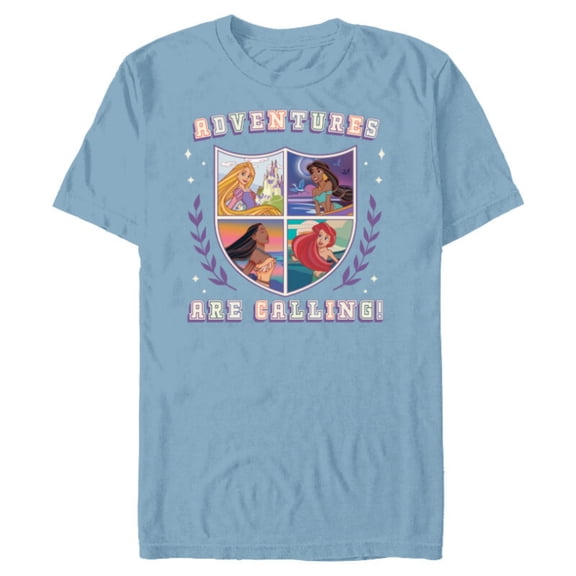 Disney Princess Squad Shield Crest Adventures are Calling - Short Sleeve Blended T-Shirt for Adults - Customized-Ocean Blue