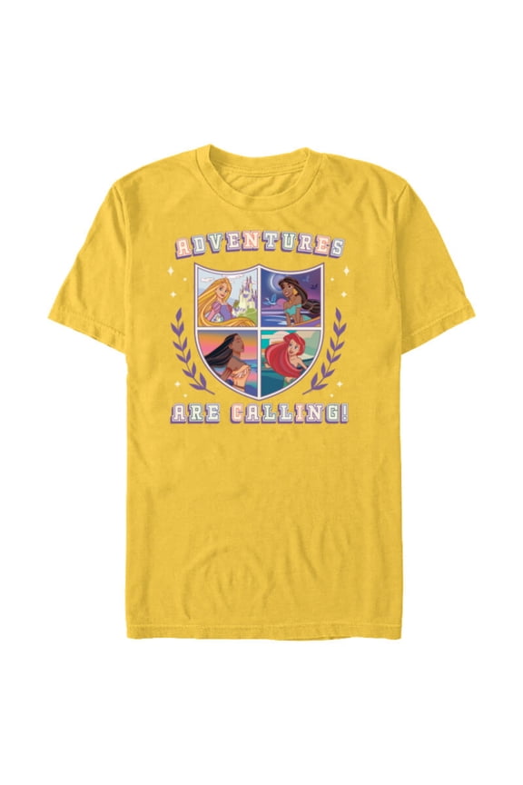 Princess Squad Shield Crest Adventures are Calling - Short Sleeve Blended T-Shirt for Adults - Customized-Yellow