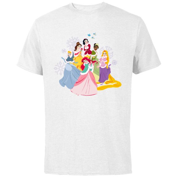 Disney Princess Squad Winter Holiday Christmas Get-Together - Short Sleeve Cotton T-Shirt for Adults - Customized-White