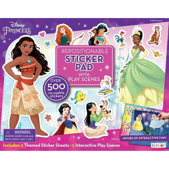 Disney Princess Sticker Pad, Over 500 Stickers, 5 Play Scene Pages, Paperback