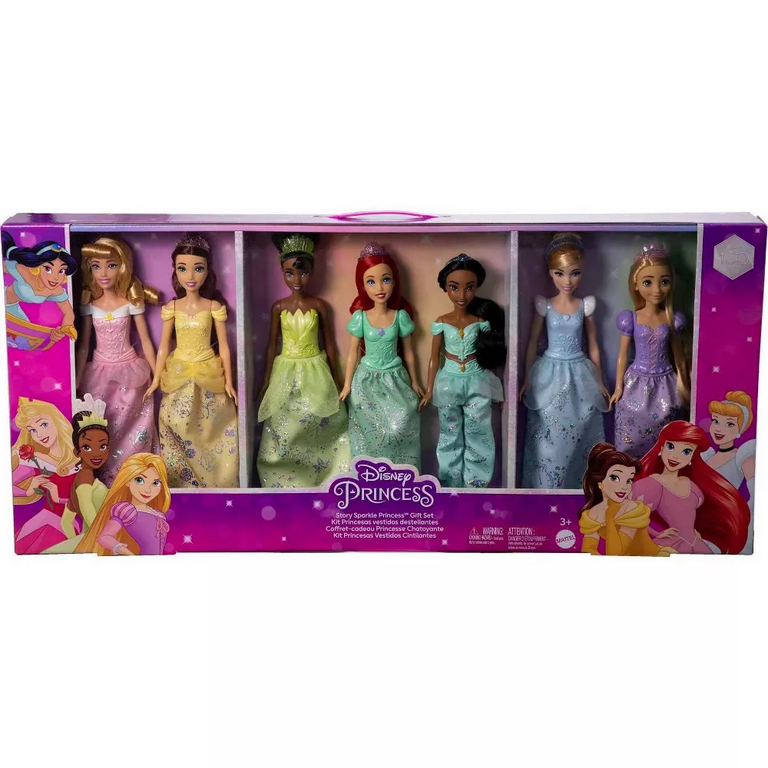 Disney Princess Story Sparkle Princess Doll 7 Pk Gift Set