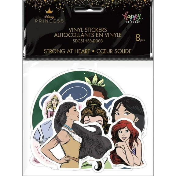 Disney Princess Strong at Heart Die Cut Vinyl Decal Stickers - 8 Pack