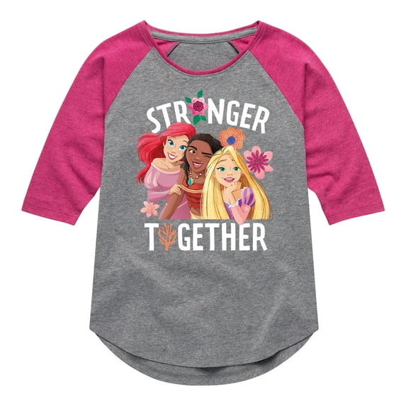 Disney Princess - Stronger Together Group - Toddler And Youth Girls Raglan Graphic T-Shirt