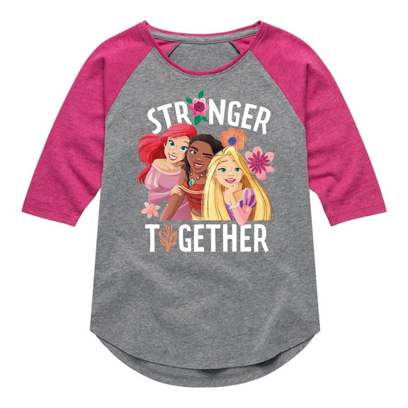 Disney Princess - Stronger Together Group - Toddler And Youth Girls Raglan Graphic T-Shirt