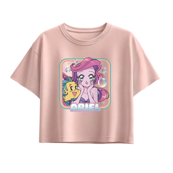 Disney Princess - Surprise Ariel & Flounder Short Sleeve Boxy Graphic T-Shirt