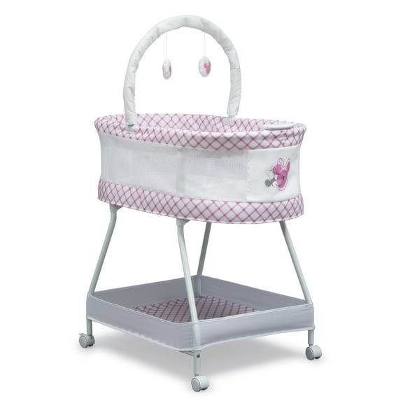 Disney Princess Sweet Dreams Bassinet by Delta Children – Portable Crib with Lights, Sounds and Vibration, Pink