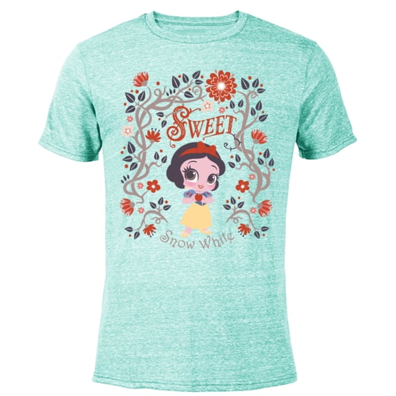 Disney Princess Sweet Snow White Chibi - Short Sleeve Blended T-Shirt for Adults - Customized-Ocean Blue