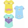 thumbnail image 1 of Disney Princess T-Shirts, Girls Short Sleeve Shirts Kids Clothes, Pink/White/Gray, 3 Pack, 1 of 4