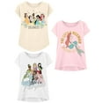 thumbnail image 1 of Disney Princess T-Shirts (3-Pack) Girls Short Sleeve Aurora, Cinderella, Snow White, Jasmine, Rapunzel, Ariel, Moana, Tiana 4T, 1 of 7