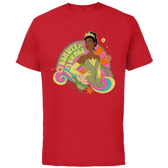 Disney Princess & The Frog Tiana Beauty & Grace - Short Sleeve Cotton T-Shirt for Adults - Customized-Red