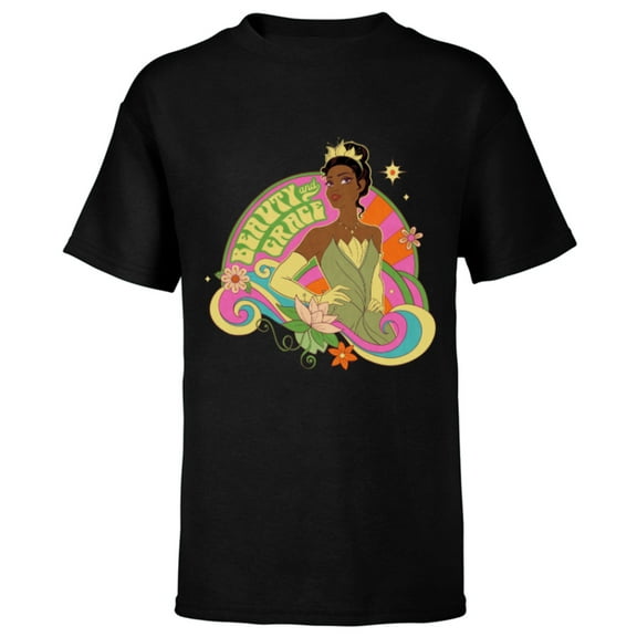 Disney Princess & The Frog Tiana Beauty & Grace - Short Sleeve T-Shirt for Kids - Customized-Black
