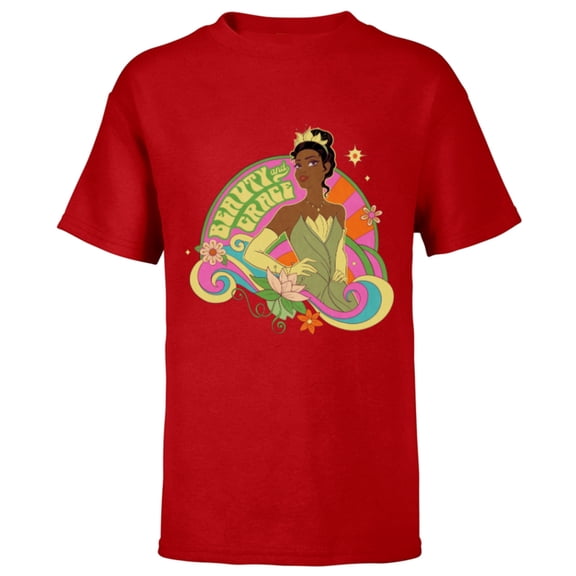 Disney Princess & The Frog Tiana Beauty & Grace - Short Sleeve T-Shirt for Kids - Customized-Red