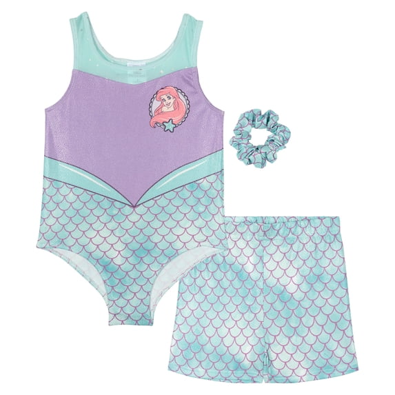 Disney The Little Mermaid Toddler Girls' Gymnastics Leotard and Shorts Set Teal Ariel
