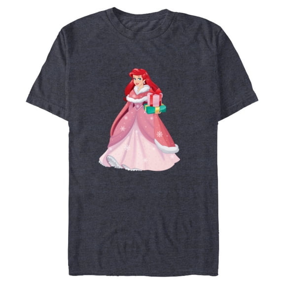 Disney Princess The Little Mermaid Ariel Christmas Gown - Short Sleeve Blended T-Shirt for Adults - Customized-Navy Heather